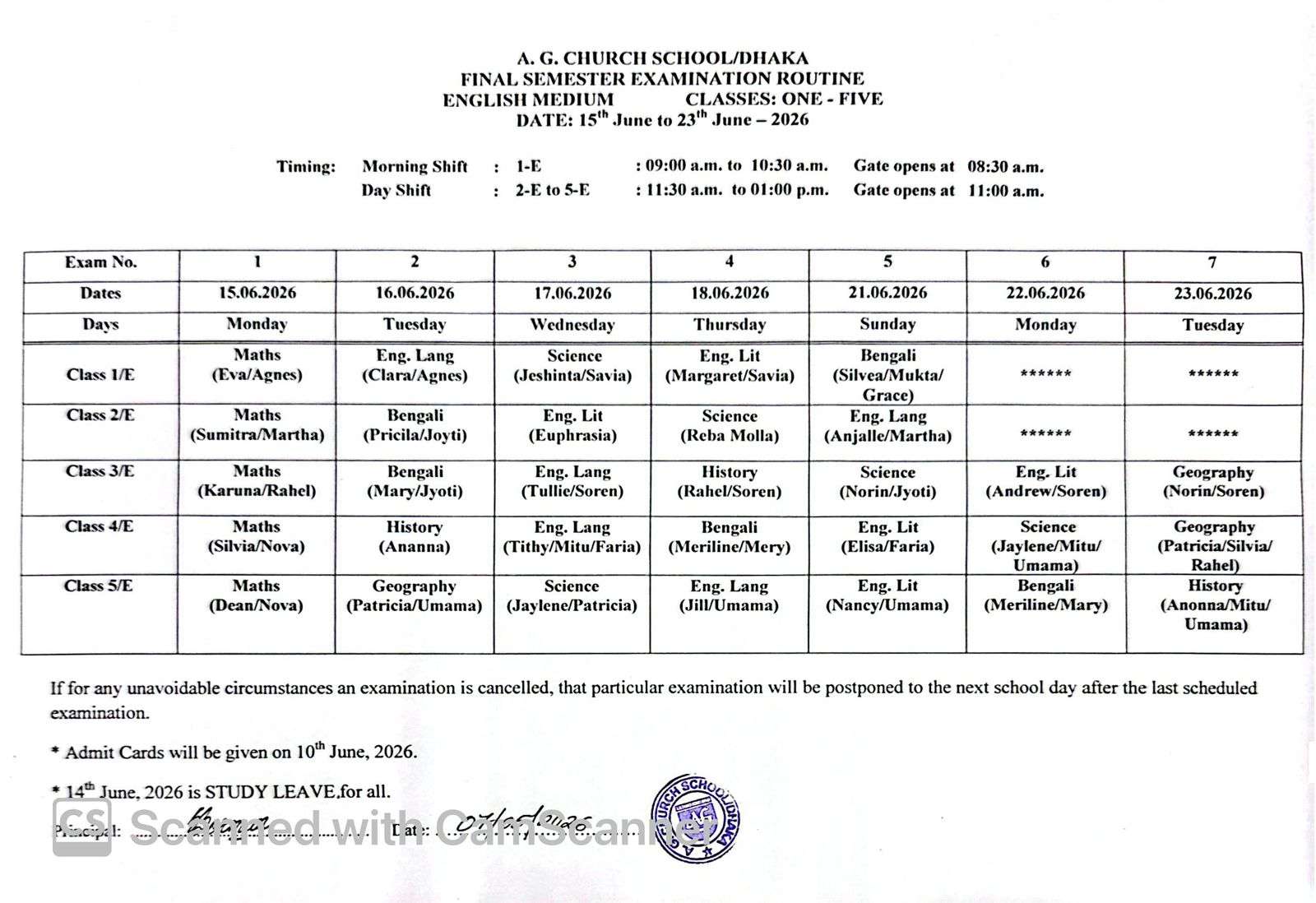 Final Semester 2025-2026  English Medium Classes I to V